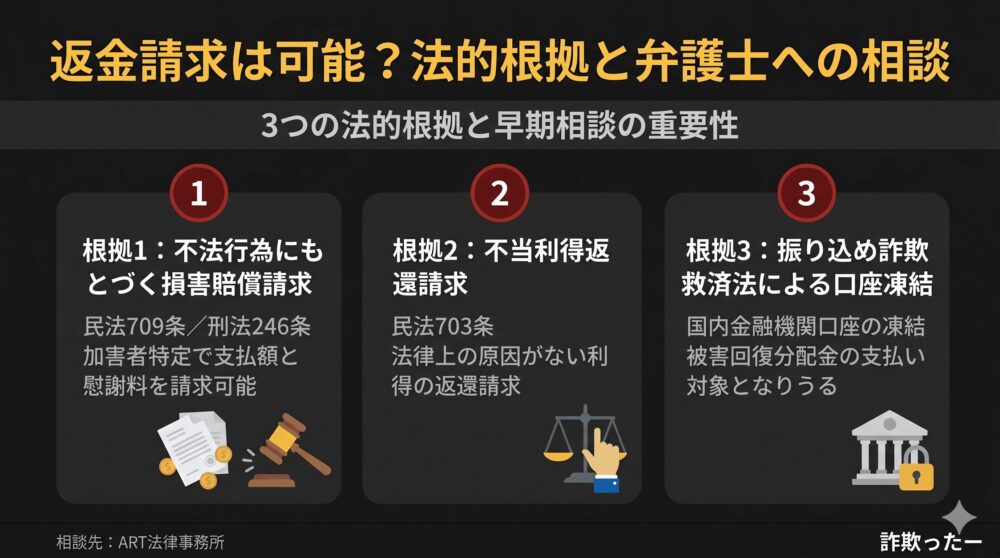 BitGo（B39投資戦略ラボ）の返金請求は可能？法的根拠と弁護士への相談のインフォグラフィック