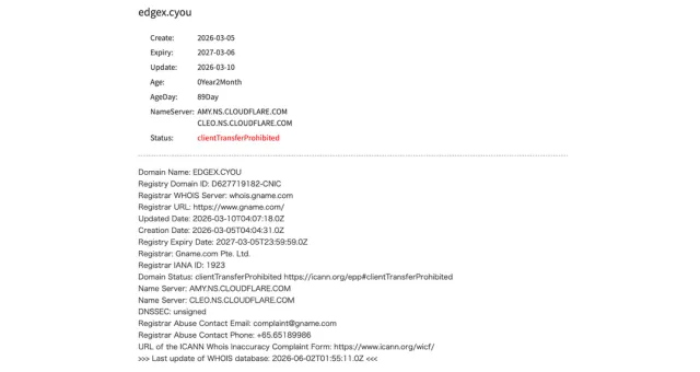 edgex.cyouのWhois情報