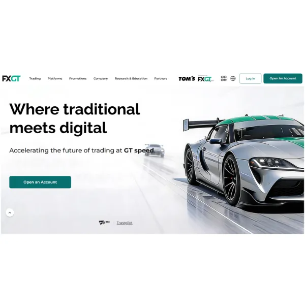 FXGT公式サイト（fxgt.com）のトップページ画面